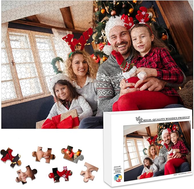 Custom Puzzle 120/200/300/500/1000/1500 Pieces, Personalized Puzzle from Your Own Photos, Customized Picture Jigsaw Puzzle Gift for Christmas Wedding Birthday Family