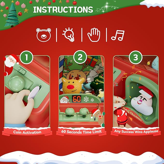 Claw Machine for Kids, Mini Vending Arcade Capsule Game With Prizes for Ages 8-13 Girls | Candy Machine With LED Lights & Adjustable Sound, Party Christmas Toys Gifts