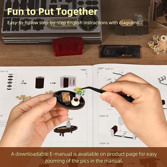 Book Nook Kit, DIY Miniature Dollhouse Kit 3D Puzzles for Adults Tiny House Mini Home Craft Bookshelf Nook Puzzle Book Decor Gifts for Teenagers Book Lovers (Saisons Café)