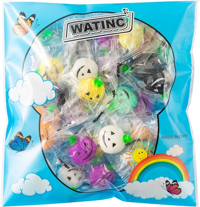 WATINC 28pcs Halloween Pumpkin Mochi Squeeze Toys for Kids, Happy Halloween Stress Relief Gifts Mochi Fidget Toys Treat Goodie Bags Fillers Classroom Prize Christmas Stocking Party Favors Decorations