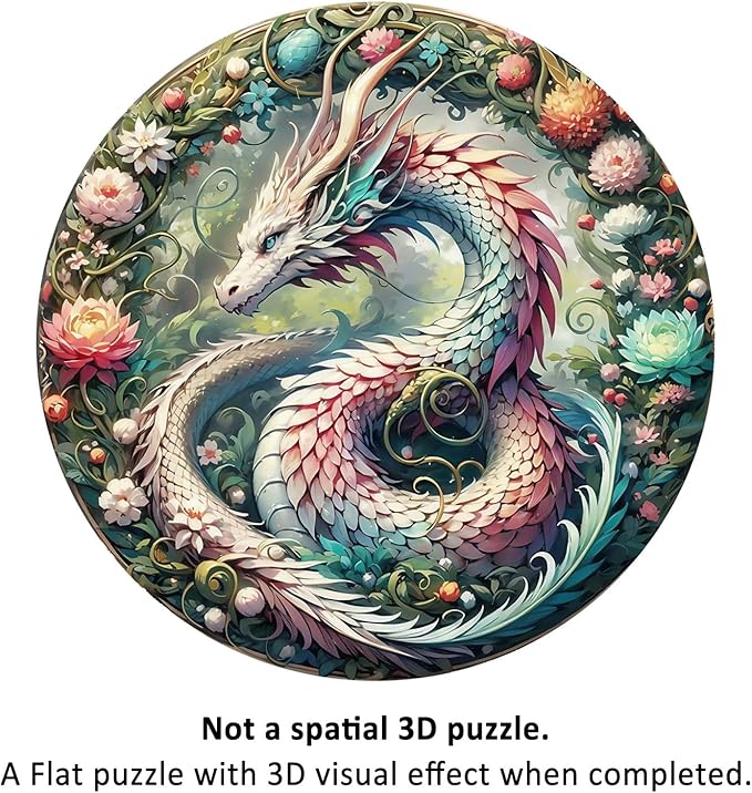 Wooden Puzzles for Adults - Mandala Dragon Wood Puzzles Adult - Unique Animal Shape Wooden Jigsaw Puzzles for Adults - Birthday Gifts for Puzzle Lovers, Family (13.3 * 13.3in)