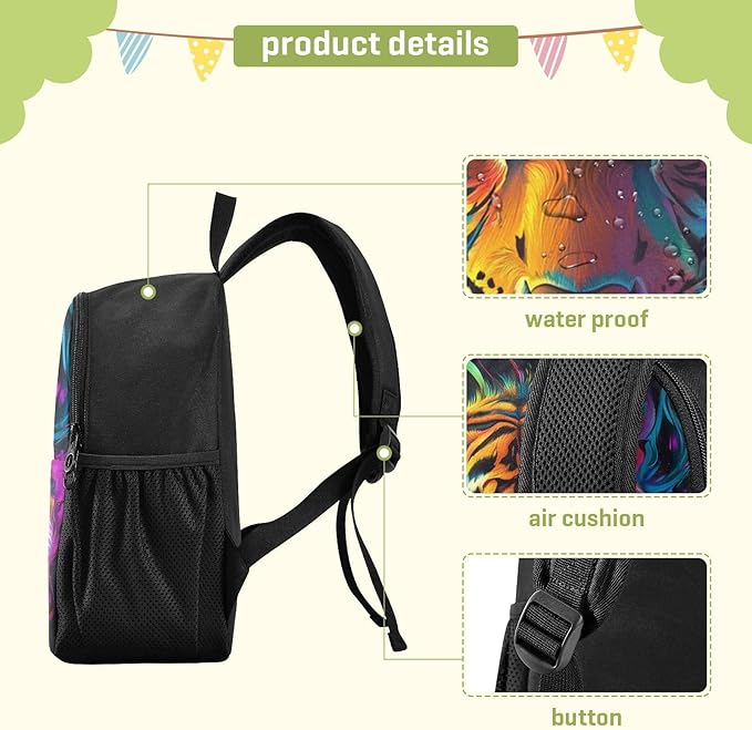 Colorful Face Dark Toddler Backpack for Boys Girls 3-6 Kindergarten Bookbag for Elementary Mini Kids Bookbag for Preschool for School