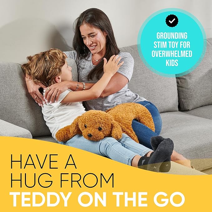FRIENDLY CUDDLE Weighted Lap Blanket for Kids & Adults – Teddy Weighted Blanket – ASD, Sensory Processing Weighted Stuffed Animals Dog Toy – Microwavable Weighted Lap Pad for Kids, 5 Lbs