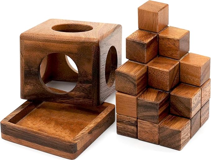 BSIRI Soma Puzzle Cube Wooden Toy Brain Teaser Desk Board Games Adults Master Block Christmas Mind Magic Kids Benders Wood Hand Cube Family Teens Boy Classic