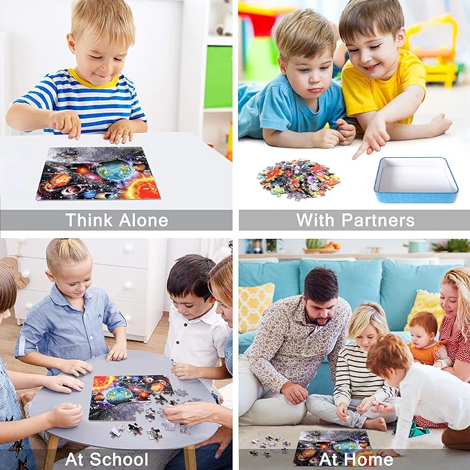 LELEMON Puzzles for Kids Ages 4-6, Space 60 Piece Puzzles for Kids Ages 3-5 in a Metal Box, Educational Jigsaw Puzzles Childrens Puzzle Games Puzzle Toys for Girls and Boys