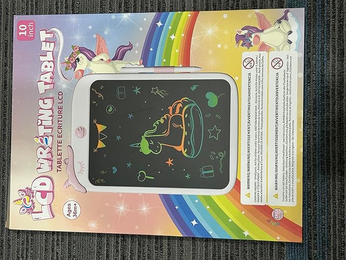 Kikapabi 10 Inch LCD Writing Tablet for Kids - Colorful Drawing Pad for Girls Aged 3-9 | Unicorn Toddler Travel Toys, Christmas Birthday Gift for Girls & Boys (Pink)