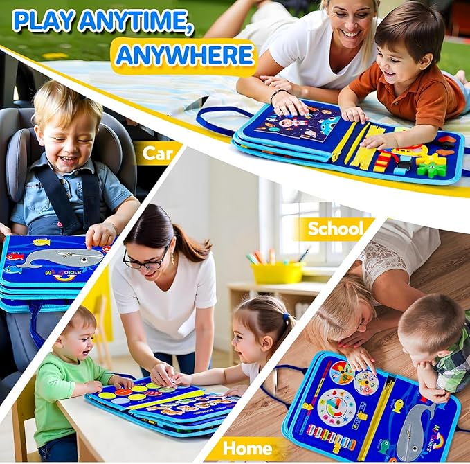 Toddlers Montessori Busy Board Toys for 1 Year Old Boy Gifts, Educational Preschool Learning Travel Toys for Toddlers 1-3, One Year Old Boys Girls 1st Christmas Birthday Gifts Age 1-2-4