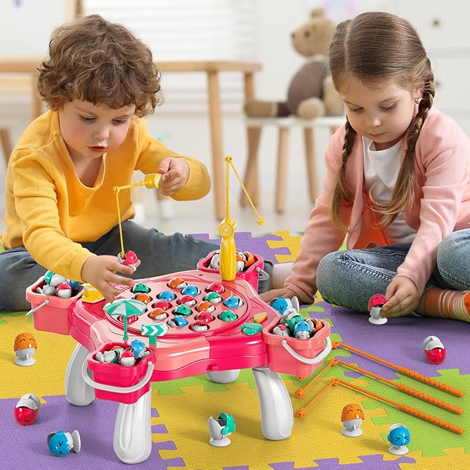 Magnetic Fishing Game for Kids Toddlers 3-5, 70 pcs Fishing Toys for Kids Toddlers 3-5, Table Toys Board Game Birthday Gifts for 3 4 5 6 7 8 Years Old Kid Toddler
