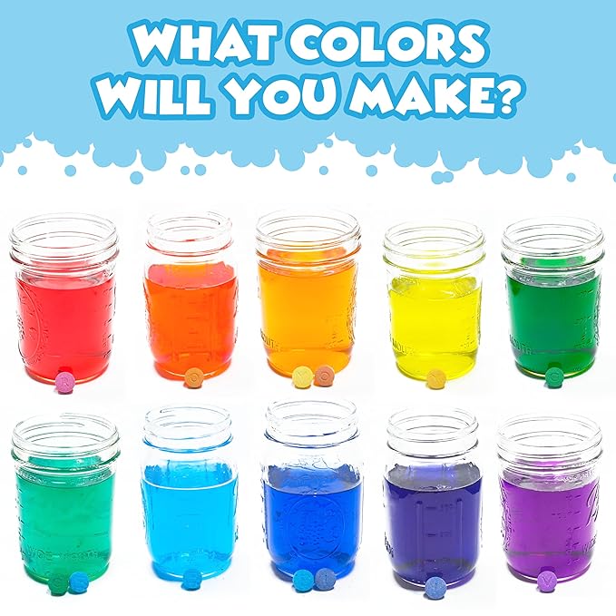 Tub Works® Bath Color Fizzies, 150 Count | Nontoxic & Fragrance-Free | Fizzy, Bath Color Tablets for Kids | Create Fun Bath Colors | Water Tablets in 7 Colors for Variety | Bath Bombs for Kids Bath