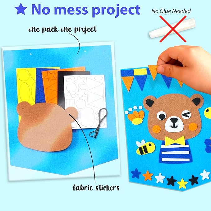 KRAFUN My First Felt Kit Animal Craft Kit for Kids and Toddlers, Boys and Girls Age 3-8 Years Old, Include 6 DIY Handmade Arts and Crafts Projects, Activities Supplies Box Preschool Creative Toys