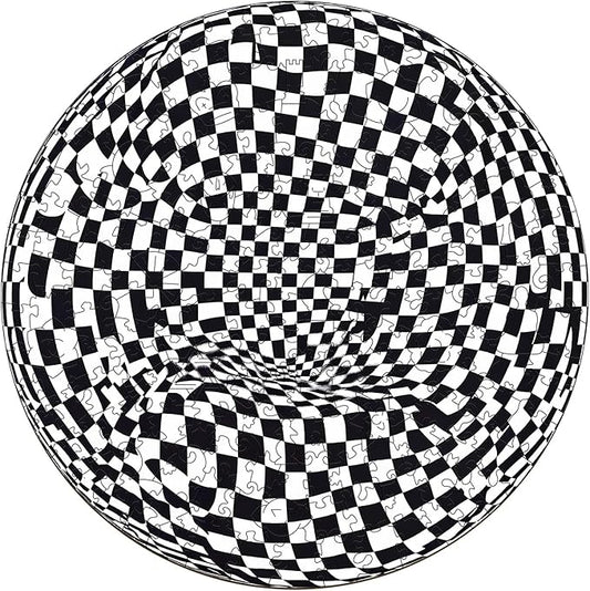 Wooden Puzzles for Adults, Wooden Jigsaw Puzzles for Adults Kids, Checkerboard Pop Art Unique Shaped Wood Puzzles Adult, High-Challenge Birthday Gifts for Friends Family Game (11.4 * 11.4in 200pcs)