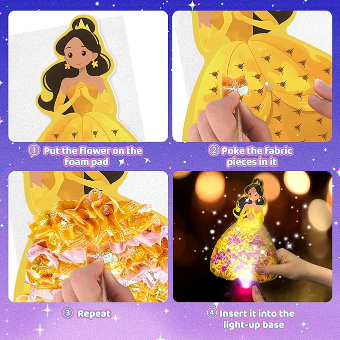 Poke in Art Crafts for Kids Magical Pretty Princess Craft Poke Art Kits for Girls Boys, Stick and Poke Kit DIY Craft Kits for Birthday Christmas Gifts for 4 5 6 7 8 9 10 Year Old