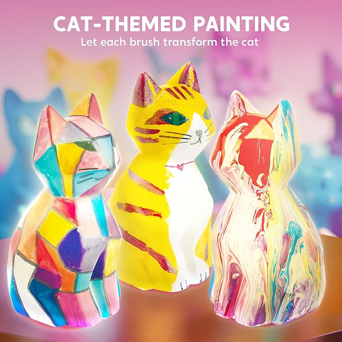 Klever Kits DIY Night Light- Paint Your Own Cat Lamp- Arts & Crafts Kit School Activities Art Supplies Toys Painting Kits, Birthday Gifts for Girls Boys Aged 6+