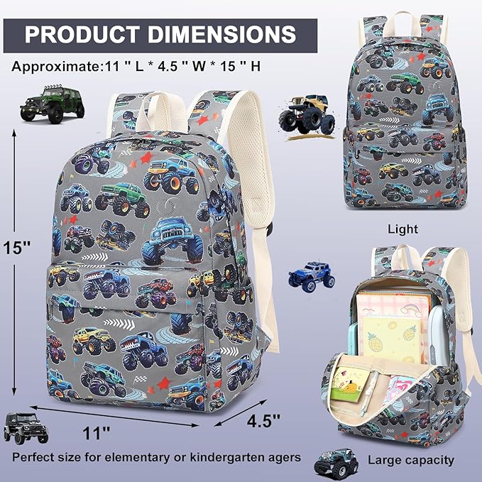 LEDAOU Kids School Backpack with Lunch Box for Boys Girls Kindergarten BookBag School Bag Preschool Toddler Backpack