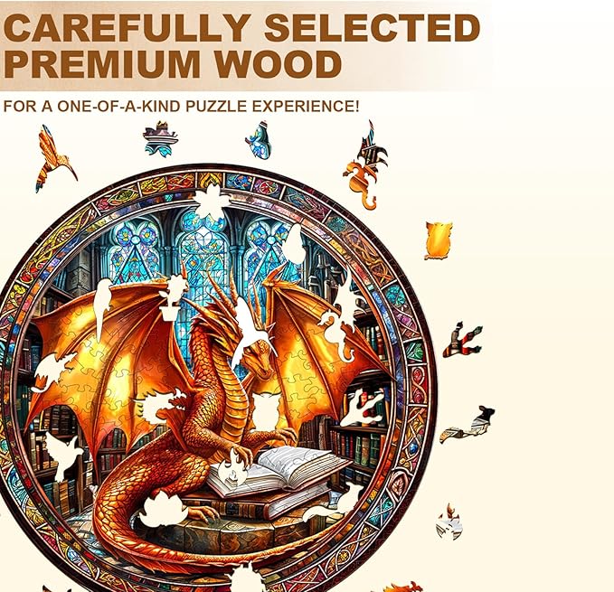 Wooden Puzzles for Adults, Dragon Wooden Puzzle,Magic Wooden Jigsaw Puzzles, Gifts for Family or Friends for Any Holiday.(8.5 * 8.5 in 100pcs)