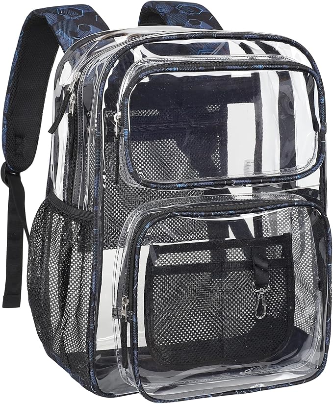 PACKISM Clear Backpack for School - 17 inch Large Heavy Duty Clear Bookbag, See Through PVC Backpacks (for age 12 above)