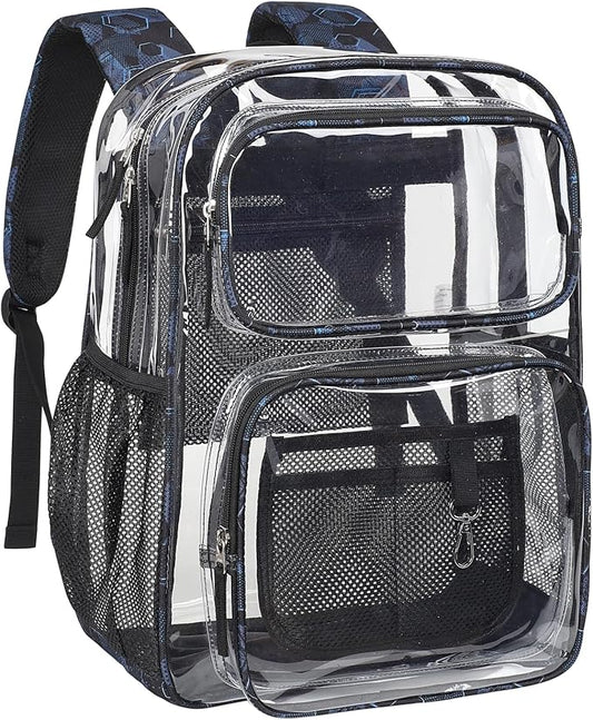 PACKISM Clear Backpack for School - 17 inch Large Heavy Duty Clear Bookbag, See Through PVC Backpacks (for age 12 above)