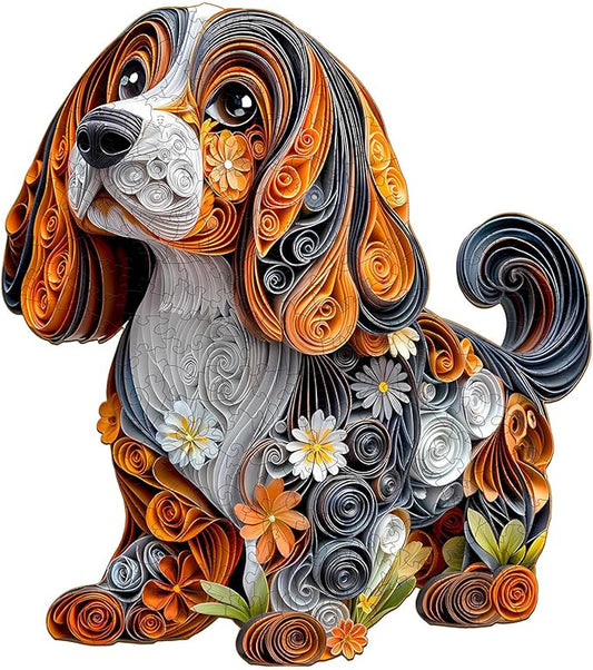 Wooden Puzzles for Adults - Paper Dachshund Wooden Jigsaw Puzzle - Unique Animal Shaped Wood Puzzles Adult - Christmas Birthday Gifts for Adults/Friends/Family - 95pcs 8.5 * 7.5in