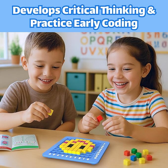 STEM Toys Pixel Art Kit for Kids - Arts and Crafts for Boys & Girls - Educational Science Kits & STEM Activities for Kids Ages 5-8-12 Gifts for 5, 6, 7, 8, 9, 10 Year Old - Brain Teasers Toy (Medium)