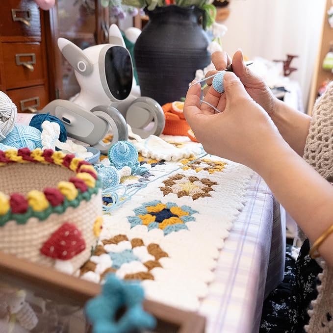 Forest Explorer Outfit — Handmade Crochet Headpiece and Collar Set with a Nature-Inspired Theme, Perfect for Transforming Your Pet Robot Toys into a Cute Companion