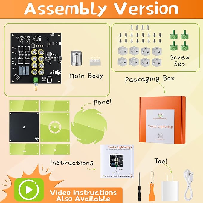 STEM DIY Toys Hand Soldering Electronic Tesla Lightning Kit|Science Craft Kit for Kids Ages 8-9-10-11-12-13-14-15+Years Old|Educational Gifts for Boys&Girls|Video Guide (Bear-Fluorescent Green)