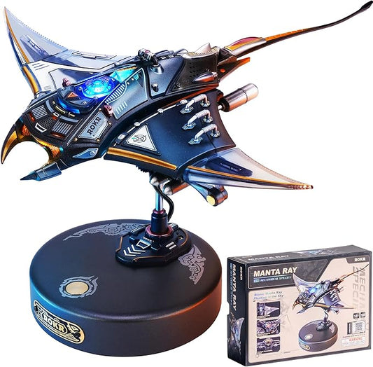 ROKR 3D Metal Puzzle for Adults & Teens, Mechanical STEM Model Building Kit, Unique Desk Decor Manta Ray(MI06)