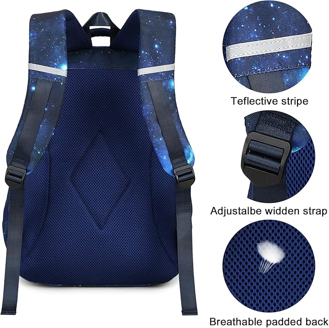 LEDAOU School Backpack Teen Boys Kids Bookbag Daypack School Bag (Galaxy Football)