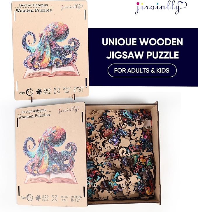 Wooden Puzzles for Adults, Octopus Wooden Jigsaw Puzzles 500 Pieces, Royal, 16.1 in Unique Shape Ocean Puzzle, Irregular Puzzle Creative for Adults and Kids Family Games