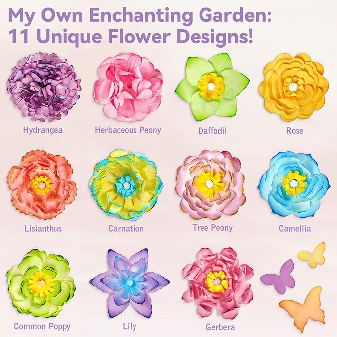 Mimiblooms Paper Flowers Science Kit for Girls, Magic Flower Paper Color Science Dyeing Kit, Arts&Crafts for Kids Age 8-12, Science Experiments Color Changing for Girls 6 7 9 10 11 yr Birthday Gift