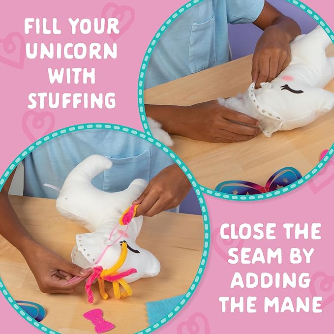 Craft-tastic - Make a Friend Unicorn - Mini Sewing Kit, Arts and Crafts, Kids Crafts, Craft Kit Makes 1 Easy-to-Sew Stuffie with Accessories, Bonus Travel Tote Included Ages 6+