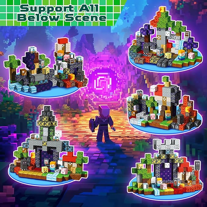 200 PCS 0.8in Magnetic Blocks - Magnet Toys for Kids, Magnetic Building Blocks Cubes, Stacking Magnets, School STEM Toys Birthday Gifts for Boys and Girls Age 3+ Years Old (Theme: Portal)