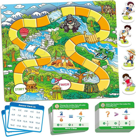 Forest Fraction Board Game|Math Games for Kids|Fraction Play Games - Gr. 3-4|Educational Learning Board Games for Boys and Girls|Classroom Travel Indoor Outdoor Family Games