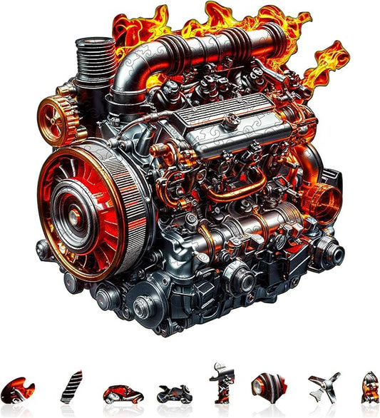 Wooden Puzzles for Adults, Wooden Jigsaw Puzzles for Adults Kids, Ironclad Dynamo Unique Shaped Wood Puzzles Adult, Creative Gifts for Friends Family Game, Home Decor(11.4 * 10.7in 180pcs)