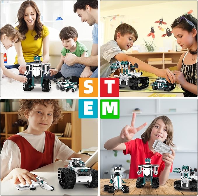 STEM Robot Toys for 8-14, 12 in 1 Remote Control Robotics Toys for Kids, Programmable Building Robot Kit Birthday Present for Science Educational(469 Pcs)