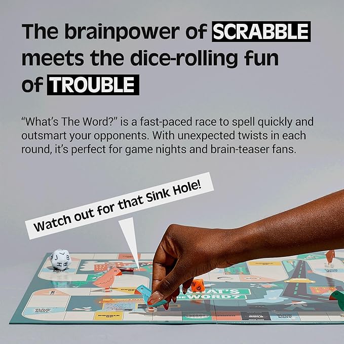 What's The Word, Party Board Game for Anyone Who Loves a Good Brain Teaser, 2-6 Players, Ages 8+ Years, 30-Minute Game Play, CB Games