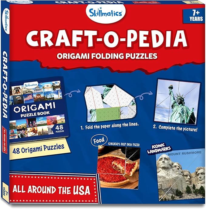 Skillmatics Origami Puzzle Book - 48 Folding Puzzles for Kids, Fun STEM Toy & Brain Teasers, Educational & Travel Gifts for Ages 8, 9, 10 and Up