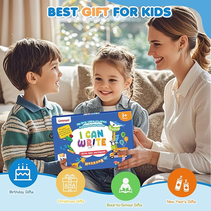 Preschool Learning Activities, Tracing Activity Books for Kids Ages 3-8, Dry Erase Preschool Kindergarten Workbooks, Handwriting Practice Alphabet Learning Educational Toys, Classroom Must Haves