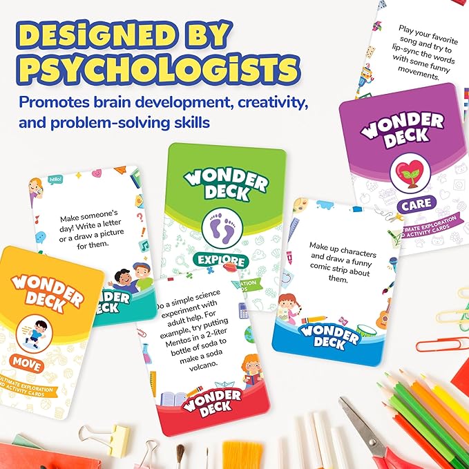 ThinkPsych WonderDeck - 154 Adventures Inside - Single Player Card Game for Kids Ages 8-12 - Homeschool & Educational Games for Kids 8-12 - Gifts for Boys & Girls 8 9 10 11 Year Old