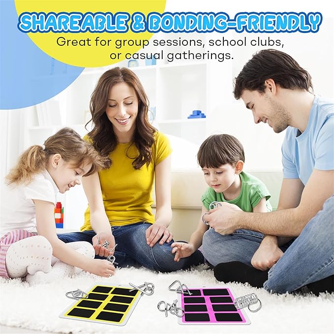 Metal Wire Puzzle Set,Brain Teaser Metals Puzzle ,Chinese Ring Magic Trick Toy for Party Favor Kids 7-14 and Adults Challenge (B(Metal))