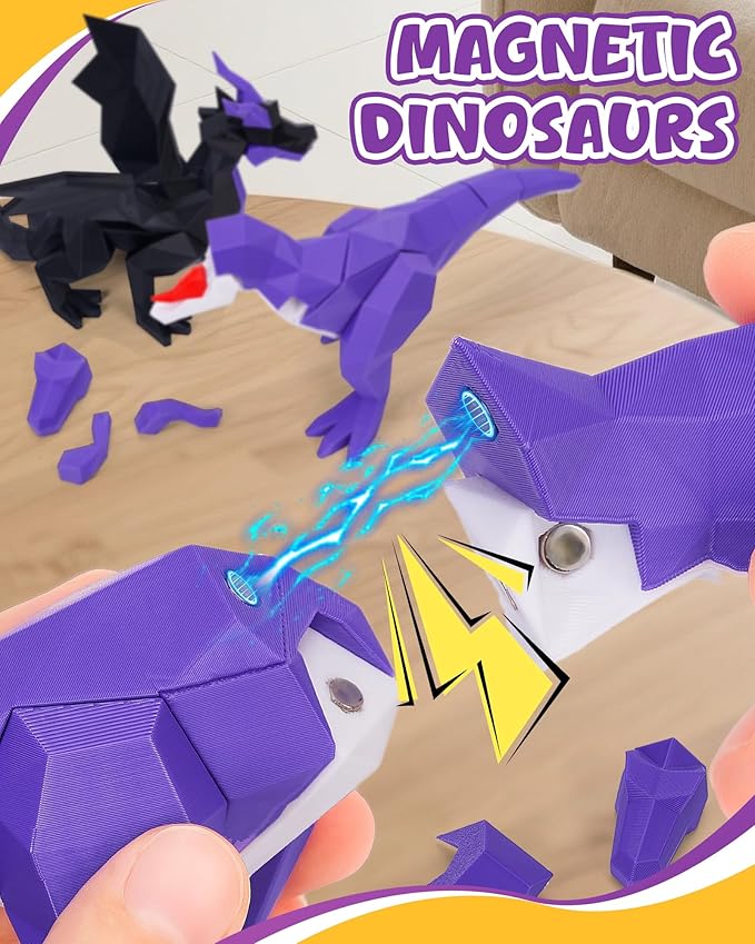 2 Pack Magnetic Dinosaur Building Blocks Take Apart Toys, 3D Printed Dinosaur Toys for Kids 5-7 Stem Fine Motor Skills, Educational Dino Building Sets Ideal