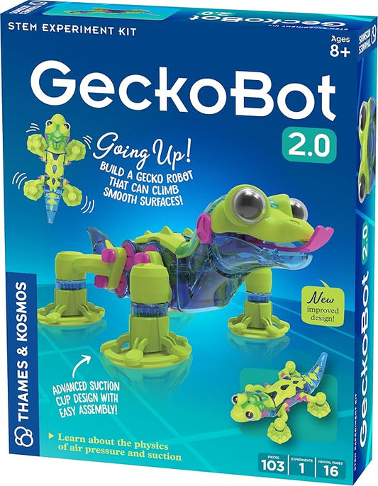 Thames & Kosmos GeckoBot 2.0 STEM Experiment Kit | Build a Wall-Climbing Gecko Robot, Improved Design & Suction Cup Technology, Guided Assembly, Fun & Educational Science Gift for Boys & Girls Ages 8+