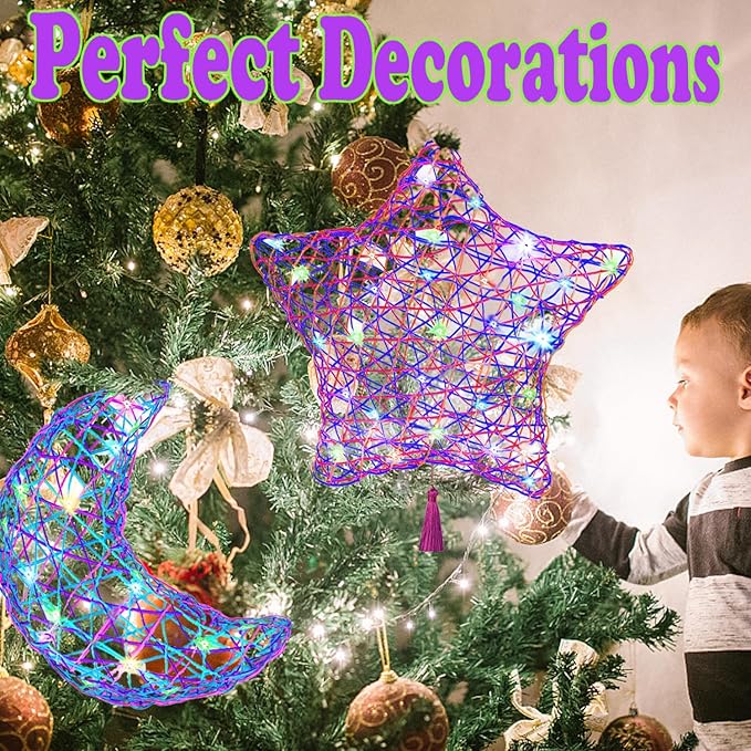 Beilunt 3D String Art Kits Crafts for Girls Ages 8-12, Arts and Crafts for Kids Ages 6-8, Make String Lantern with 20 Colored LED Bulbs for Girls 6 7 8 9 10 11 12 Year Old Christmas Birthday Gifts