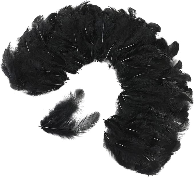 Soarer Black Craft Feathers Bulk - 300pcs 3-5inch Natural Feathers for Wedding Home,Dream Catcher Supplies,DIY Crafts and Halloween Holiday Party(Black)