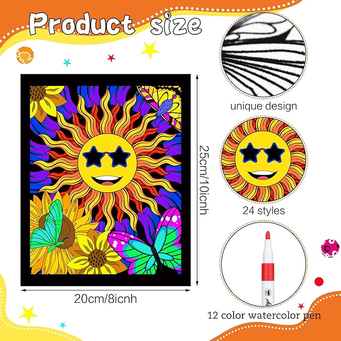 Zhanmai Pack of 48 Velvet Coloring Posters and Watercolor Pens Animal Fuzzy Velvet Coloring Posters for Adults Teenagers Large Poster for Classroom Festive Holiday Arts Crafts Activity