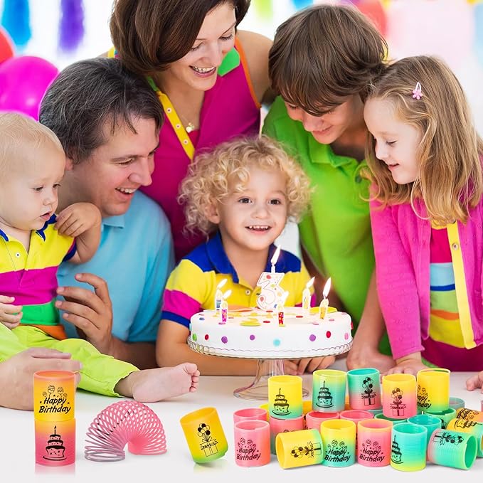 36 Pack Spring Rainbow Magic Fidget Stress Coil Mini Springs Bulk Toys Party Favor For Kids Birthday Carnival Prize Goodie Bag Stuffers For Boys Girls (Birthday)