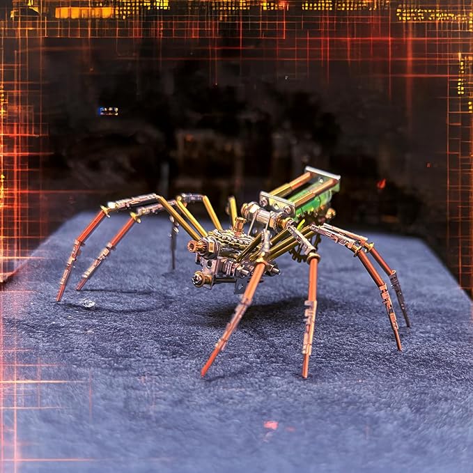 Metal Insect Bug Sculpture Steampunk Mechanical Insect Clockwork 3D Steampunk Metal Puzzle Kits for Adults (Mechanical Spider F)