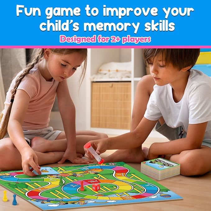 Memory Board Games for Kids and Adult, Improve Observation, Concentration and Reading,100 Picture Cards, Fun & Educational for Family Game Night & Party Activities, 2-4 Players, Ages 6 And Up