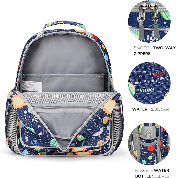 mibasies Boys Backpack 5-8: Lightweight Kids Backpacks Boys - Boy Bookbag for Elementary School - Galaxy LightGray