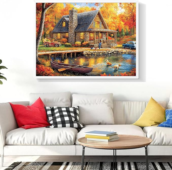 300 Piece Puzzles for Adult Jigsaw Puzzles Yellow Forest Boat Puzzle 300 Pieces Jigsaw Puzzles for Adult Kids Elderly Family Challenging Puzzles Game Home Decor Gift Toy 20.5x15IN