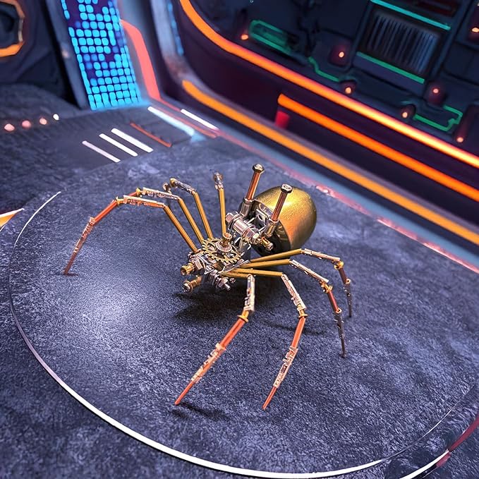 Metal Insect Bug Mechanical Steampunk Sculpture Insect Clockwork 3D Steampunk Metal Puzzle Kits for Adults (Mechanical Spider E)